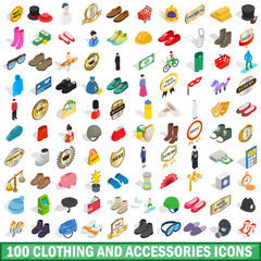 100 clothing and accessories icons set