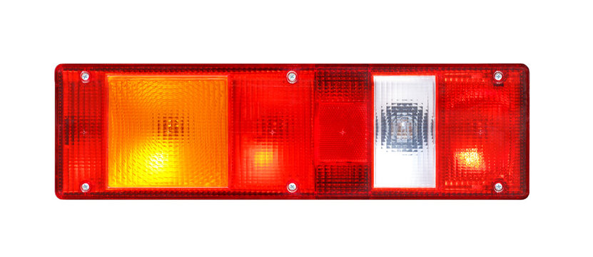 Rear light of a truck isolated on white background
