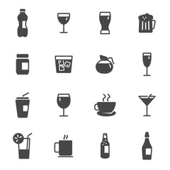 Vector black drinks icons set