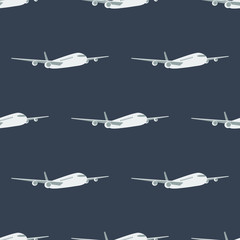 Pattern aircraft on dark blue background seamless texture