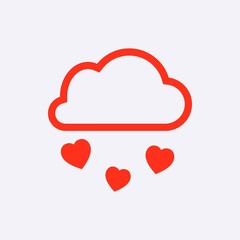 from the cloud falling hearts icon stock vector illustration flat design