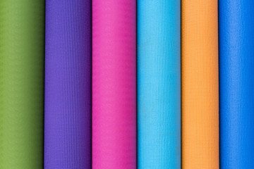 colorful yoga mat texture and background, top view