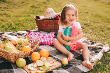 beautiful little girl on a picnic