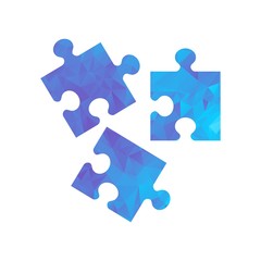 Polygon Triangle blue puzzle. Modern polygonal icon for business. Flat vector cartoon illustration. Objects isolated on a white background.