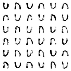 Hand-drawn grunge pattern with a dry brush using black ink. Seamless pattern made of geometric shapes, strokes and spots. Vector background can be used in printing, fabric, packaging, fashion, wraping