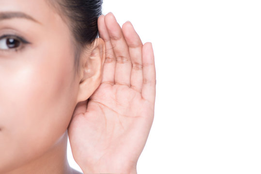 Woman with hearing loss or hard of hearing