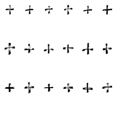 Hand-drawn grunge pattern with a dry brush using black ink. Seamless pattern made of geometric shapes, strokes and spots. Vector background can be used in printing, fabric, packaging, fashion, wraping