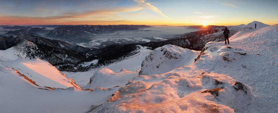 Snovy landscape on winter mountains