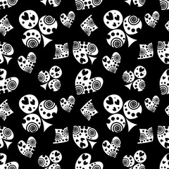 Seamless vector pattern with icons of playings cards. background with hand drawn symbols. Decorative repeat ornament. Series of Gaming and Gambling Seamless vector Patterns.