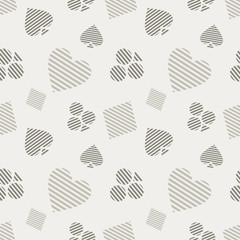 Seamless vector pattern with icons of playings cards. background with hand drawn symbols. Decorative repeat ornament. Series of Gaming and Gambling Seamless vector Patterns.