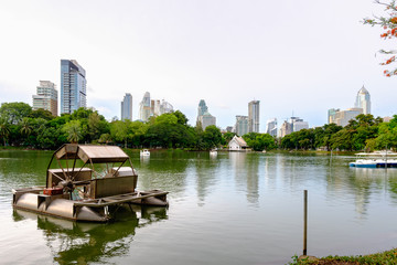 Fototapeta premium Twilight cityscape, office buildings and apartments in Thailand at dusk