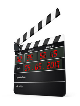 Digital clapboard isolated on white background. 3D illustration