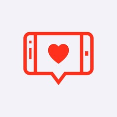 message or love chat on smartphone icon stock vector illustration flat design