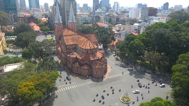 Notre Dame Cathedral (Vietnamese: Nha Tho Duc Ba), build in 1883 in Ho Chi Minh city, Vietnam. HOCHIMINH CITY (SAI GON), VIET NAM - January 18, 2016