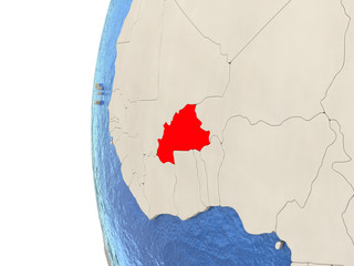 Burkina Faso on 3D globe