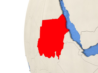 Sudan on 3D globe