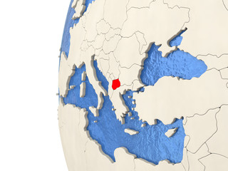 Macedonia on 3D globe