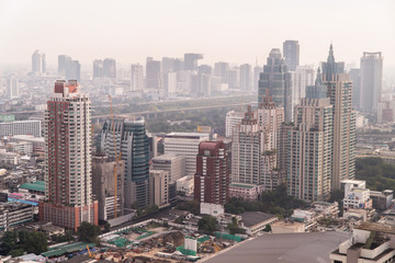 Bangkok Skyline With City office building at sunset Bangkok, Thailand
