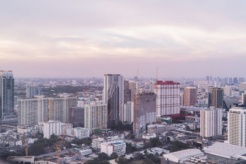 Bangkok Skyline With City office building at sunset Bangkok, Thailand