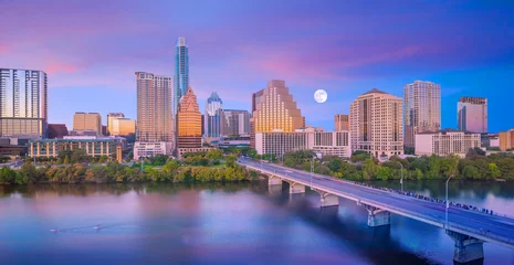 Badezimmer Foto Rückwand Skyline der Innenstadt von Austin, Texas © f11photo
