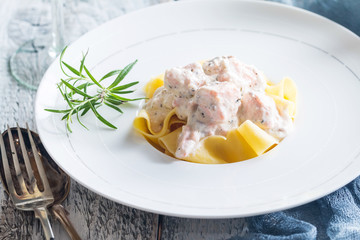 Tagliatelle pasta with Salmon