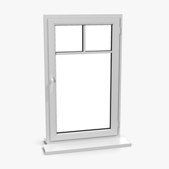 One door plastic window isolated on white. 3D illustration