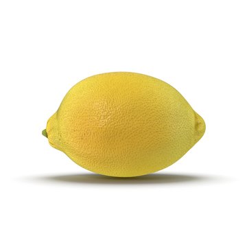 Fresh ripe lemon. Isolated on white background. Side view. 3D illustration