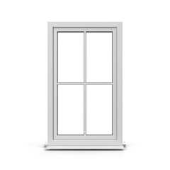 One door plastic window isolated on white. 3D illustration