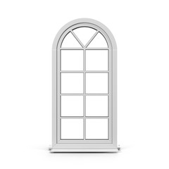 One door plastic arched window isolated on white. 3D illustration - 140444260
