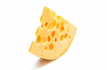 A piece of cheese isolated