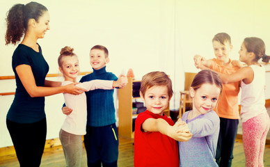 Children studying of partner dance  at dance school