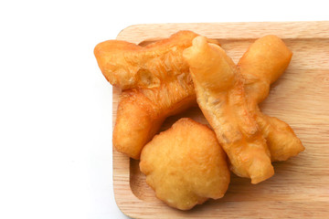 Deep-fried dough stick white background