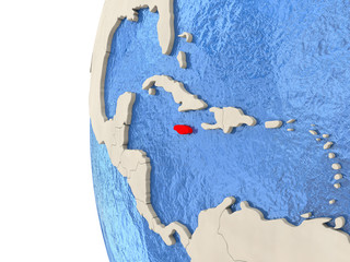 Fototapeta na wymiar Jamaica on 3D globe