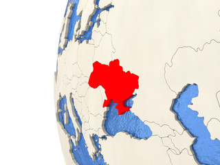 Ukraine on 3D globe