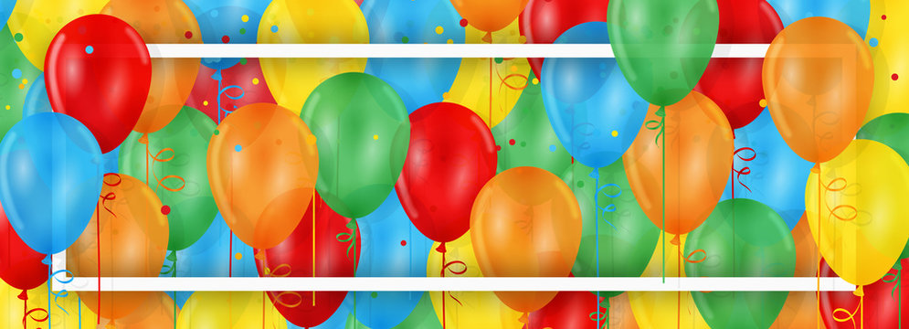 BLANK BANNER CARD WITH FRAME AND BALLOONS