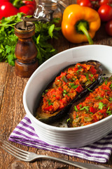Stuffed aubergine.