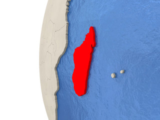 Madagascar on 3D globe