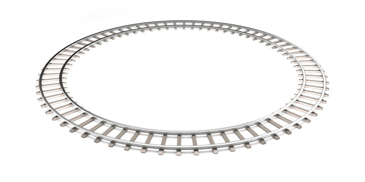Railroad isolated on the white in the infinity shape.