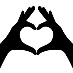 Hands making or formating a heart symbol silhouette