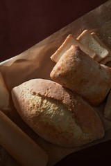 Fresh bread on baking paper