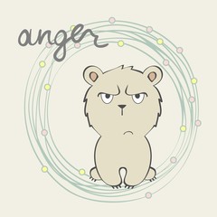 Anger. Vector illustration of a cartoon bear