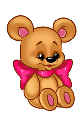 Bear toy bow animal character cartoon Illustrations