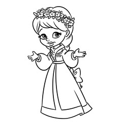 Girl coloring page cartoon Illustrations isolated image character
