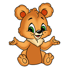 Bear cheerful  cartoon Illustrations isolated image character
