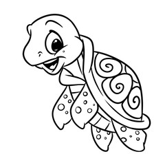 little sea turtle toy coloring page isolated image character