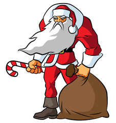 Illustration of big and angry badass Santa Claus
