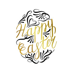 Happy Easter Lettering Egg. Vector illustration