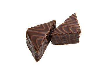 Biscuits in chocolate glaze isolated