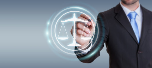 Businessman using law protection right 3D rendering