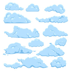 Vector Set of Cartoon Cloud on White Background